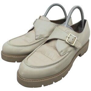 Seychelles Catch Me Monk Strap Loafers Size 10 Leather Ivory Platform Reptile